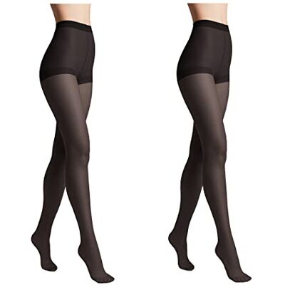 Conte elegant Set van 2 duurzame damespanty's voor dames, half-mam, nauwsluitend, slank, panty, met gemarkeerde slip, Uni Solo 20, zwart. XL Conte elegant Set van 2 duurzame damespanty's voor dames, half-mam, nauwsluitend, slank, panty, met gemarkeerde slip, Uni Solo 20, zwart. XL