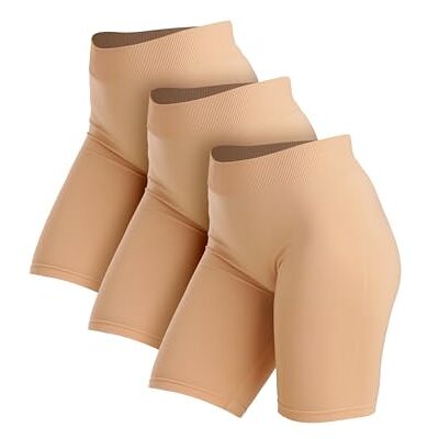 Basic Treasure Set van 3 korte leggings voor dames, ondergoed, anti-wrijvingsrok, beige, XXL XXL Basic Treasure Set van 3 korte leggings voor dames, ondergoed, anti-wrijvingsrok, beige, XXL XXL