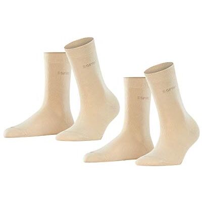Esprit Damessokken, effen, ademend, katoen, versterkt, duurzaam, zacht, platte teennaad, voor dagelijks gebruik en werk, multipack, 2 paar, Beige crème 4011 35-38 Esprit Damessokken, effen, ademend, katoen, versterkt, duurzaam, zacht, platte teennaad, voor dagelijks gebruik en werk, multipack, 2 paar, Beige crème 4011 35-38