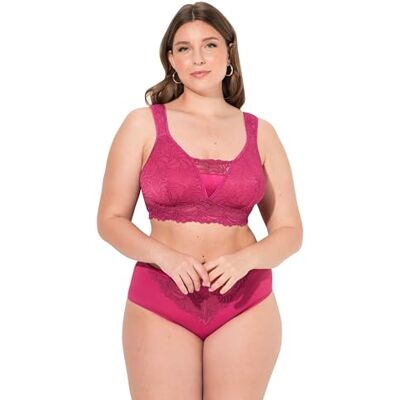 Ulla Popken bralette, kanten beha voor dames, Fuchsia, 115E 115E Ulla Popken bralette, kanten beha voor dames, Fuchsia, 115E 115E