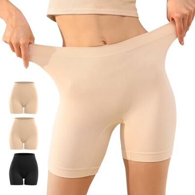 YouShow Fietsshorts voor dames, 1/3 stuks, hoge taille, korte pijpen, onderbroek voor onder jurk, rok, anti-schuren, korte legging, 1 x zwart + 2 x beige, M M YouShow Fietsshorts voor dames, 1/3 stuks, hoge taille, korte pijpen, onderbroek voor onder jurk, rok, anti-schuren, korte legging, 1 x zwart + 2 x beige, M M