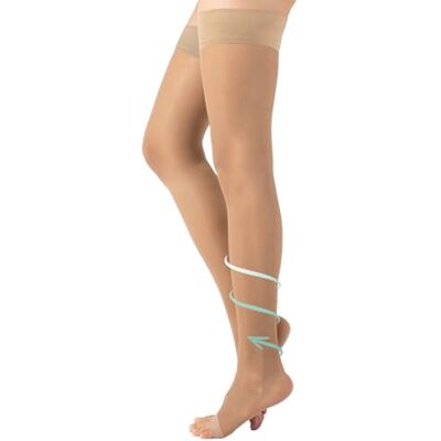 CALZITALY Medische ondersteunende kousen met open punt met gegradueerde compressie, sterk, 18-22 mm/Hg, zwart, natuurlijk, S, M, L, XL, 140 DEN, gemaakt in Italië (M, natuur) M CALZITALY Medische ondersteunende kousen met open punt met gegradueerde compressie, sterk, 18-22 mm/Hg, zwart, natuurlijk, S, M, L, XL, 140 DEN, gemaakt in Italië (M, natuur) M