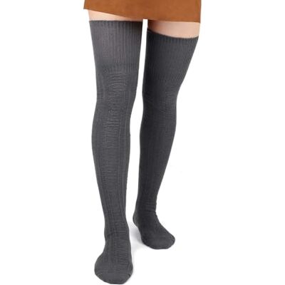 Wood Vrouwen Hoge Hoge Sokken Extra Lange Katoenen Gebreide Warme Dikke Grote Laarzen Kousen Beenwarmers Donkergrijs Eén maat Wood Vrouwen Hoge Hoge Sokken Extra Lange Katoenen Gebreide Warme Dikke Grote Laarzen Kousen Beenwarmers Donkergrijs Eén maat