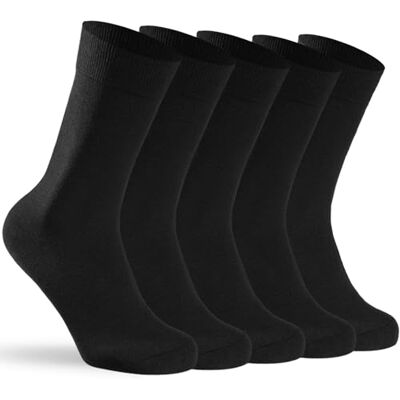 Wamicu Set van 5 paar gekamde katoenen sokken, zacht en ademend, comfortabel en duurzaam, ideaal voor alle seizoenen, maat 39-43, A-zwart x 5, 43/46 EU 43-46 Wamicu Set van 5 paar gekamde katoenen sokken, zacht en ademend, comfortabel en duurzaam, ideaal voor alle seizoenen, maat 39-43, A-zwart x 5, 43/46 EU 43-46