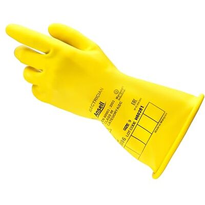 Ansell ActivArmr Gants de travail électricien classe de protection électrique 00 & 0 (500V-1000V), gants isolants en latex de caoutchouc naturel pour professionnels, 28 et 35,6 cm Ansell ActivArmr Gants de travail électricien classe de protection électrique 00 & 0 (500V-1000V), gants isolants en latex de caoutchouc naturel pour professionnels, 28 et 35,6 cm