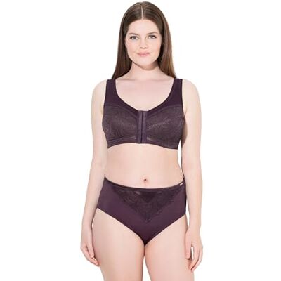 Ulla Popken Comfortabele beha met voorsluiting voor dames, Druivenrood 135C Ulla Popken Comfortabele beha met voorsluiting voor dames, Druivenrood 135C