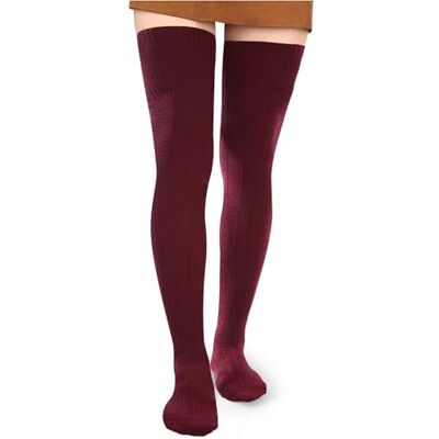 Wood Dames Hoge Hoge Sokken Extra Lange Katoenen Gebreide Warme Dikke Grote Laarzen Lage Boven Beenwarmers Bordeaux Eén maat Wood Dames Hoge Hoge Sokken Extra Lange Katoenen Gebreide Warme Dikke Grote Laarzen Lage Boven Beenwarmers Bordeaux Eén maat