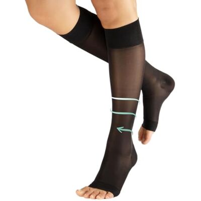 CALZITALY Gegradueerde compressiesokken met open teen, 18-22 mm/Hg, medische teenvrije sokken, zwart, huid, S/M, L/XL, 140 denier, gemaakt in Italië, zwart, L-XL L/XL CALZITALY Gegradueerde compressiesokken met open teen, 18-22 mm/Hg, medische teenvrije sokken, zwart, huid, S/M, L/XL, 140 denier, gemaakt in Italië, zwart, L-XL L/XL