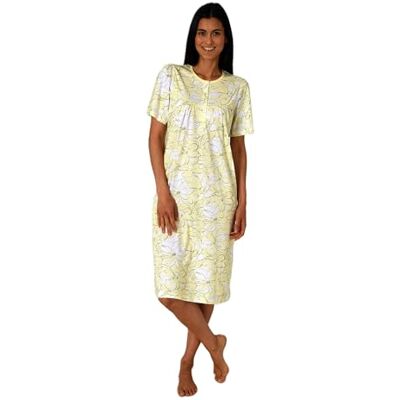 Normann Copenhagen Dames nachthemd met korte mouwen in klassiek vrouwelijk design, knoopsluiting bij de hals 52-54 Normann Copenhagen Dames nachthemd met korte mouwen in klassiek vrouwelijk design, knoopsluiting bij de hals 52-54