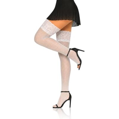 sesto senso Zelffixerende kousen visnet kant sexy damesondergoed, wit, XS-S XS-S sesto senso Zelffixerende kousen visnet kant sexy damesondergoed, wit, XS-S XS-S