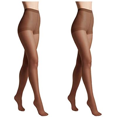 Conte elegant 2 stuks halfmatte panty voor dames, duurzaam, dunne damespanty met gemarkeerde slip, glad, slechts 20, kleur bruin, maat 22, mokka, S S Conte elegant 2 stuks halfmatte panty voor dames, duurzaam, dunne damespanty met gemarkeerde slip, glad, slechts 20, kleur bruin, maat 22, mokka, S S