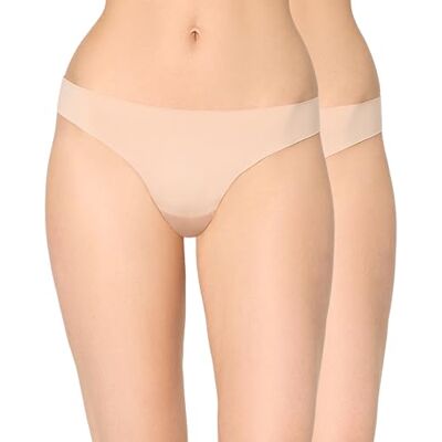 Nur Die String Invisible naadloze strings van ultralichte microvezel, onzichtbaar & naadloze tanga strings voor dames (2 stuks), Beige 46-48 Nur Die String Invisible naadloze strings van ultralichte microvezel, onzichtbaar & naadloze tanga strings voor dames (2 stuks), Beige 46-48