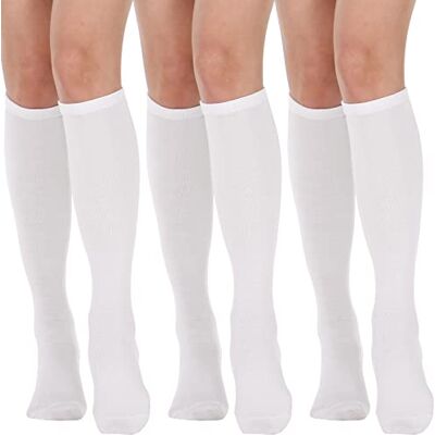 DRESHOW 3 paar hoge sokken voor dames, lange kniekousen, kniekousen, drievoudig gestreept, rekbaar, 3 paar knieën hoog Set34-07 Taille unique DRESHOW 3 paar hoge sokken voor dames, lange kniekousen, kniekousen, drievoudig gestreept, rekbaar, 3 paar knieën hoog Set34-07 Taille unique