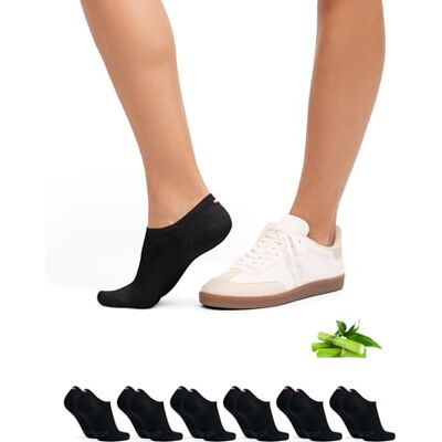 DANISH ENDURANCE set van 6 paar footies, onzichtbare sokken, bamboevezel, antislip, voor dames en heren, zwart. 39-42 DANISH ENDURANCE set van 6 paar footies, onzichtbare sokken, bamboevezel, antislip, voor dames en heren, zwart. 39-42