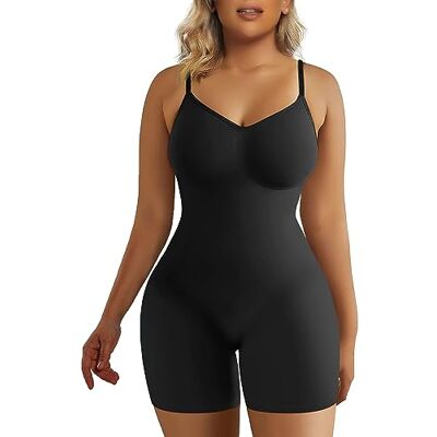 SHAPERX Afslankende body voor dames, voor een platte buik, figuurvormende bodysuit, shapewear, zwart. S-M SHAPERX Afslankende body voor dames, voor een platte buik, figuurvormende bodysuit, shapewear, zwart. S-M