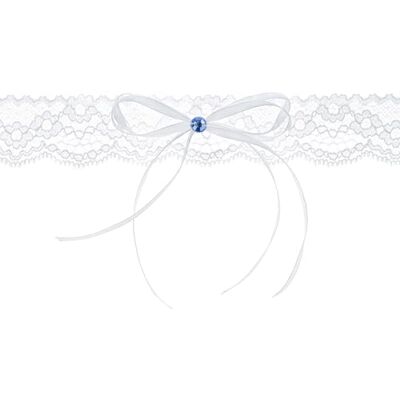 PartyDeco Bruiloft kousenband naar keuze: PDW15 wit kant stras blauw PartyDeco Bruiloft kousenband naar keuze: PDW15 wit kant stras blauw