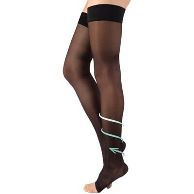 CALZITALY Medical Graduate Compressie Hold Ups 18-22 mm/Hg Sterke Compressie Open Toe Stay Ups Zwart, Huid S, M, L, XL 140 DEN Made in Italy, Schwarz., XL XL CALZITALY Medical Graduate Compressie Hold Ups 18-22 mm/Hg Sterke Compressie Open Toe Stay Ups Zwart, Huid S, M, L, XL 140 DEN Made in Italy, Schwarz., XL XL