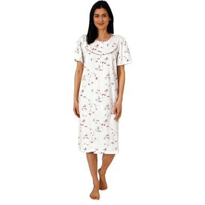 Normann Copenhagen Dames nachthemd met korte mouwen in klassiek design met knoopsluiting aan de hals 46-48 Normann Copenhagen Dames nachthemd met korte mouwen in klassiek design met knoopsluiting aan de hals 46-48