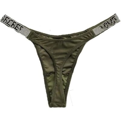 YUHOOE 1 stuk vrouwen sexy string slipje strass kristal letter ondergoed fitness gym g-string mode lage taille hip lift string meisje push up lingerie, groen, S YUHOOE 1 stuk vrouwen sexy string slipje strass kristal letter ondergoed fitness gym g-string mode lage taille hip lift string meisje push up lingerie, groen, S