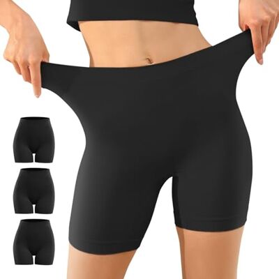 YouShow Fietsshorts voor dames, 1/3 stuks, hoge taille, korte pijpen, onderbroek voor onder jurk, rok, anti-schuren, korte legging, Zwart x 3 XL YouShow Fietsshorts voor dames, 1/3 stuks, hoge taille, korte pijpen, onderbroek voor onder jurk, rok, anti-schuren, korte legging, Zwart x 3 XL