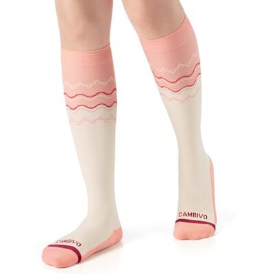 CAMBIVO Compressiekousen voor dames, compressiekousen 15-20 mmHg, ademende compressiekousen, hoge sokken, modieus, ideaal voor sport, yoga, vliegreizen, zwangerschap, verpleegster, mode L-XL CAMBIVO Compressiekousen voor dames, compressiekousen 15-20 mmHg, ademende compressiekousen, hoge sokken, modieus, ideaal voor sport, yoga, vliegreizen, zwangerschap, verpleegster, mode L-XL