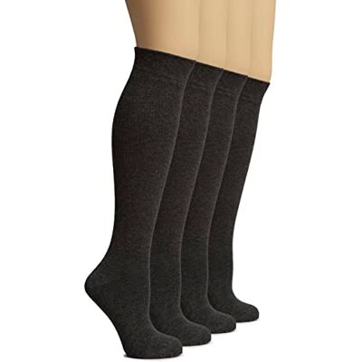 Hugh Ugoli Bamboe hoge sokken voor dames, 4 paar, comfortabele naden, uniforme sokken voor meisjes, jurk en dagelijks, zacht en licht, maat: 35-38/38-42, Antraciet (4 paar) 38-42 Hugh Ugoli Bamboe hoge sokken voor dames, 4 paar, comfortabele naden, uniforme sokken voor meisjes, jurk en dagelijks, zacht en licht, maat: 35-38/38-42, Antraciet (4 paar) 38-42