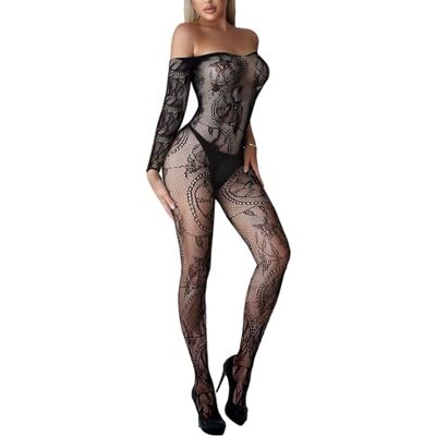 Buitifo Body van mesh voor dames, grote maat, kruisloos, sexy, zachte nachtkleding, dameslingerie Eén maat Buitifo Body van mesh voor dames, grote maat, kruisloos, sexy, zachte nachtkleding, dameslingerie Eén maat