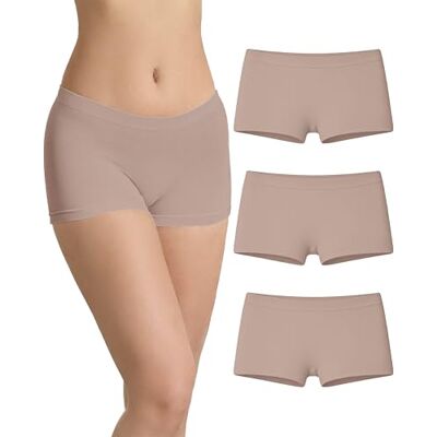 Risalti Naadloze damesshorts, 3 stuks, onzichtbare microvezel, naadloze slip zonder etiketten, zachte en ademende onderbroek, gemaakt in Italië, Natuurlijk, natuurlijk, natuurlijk, XXL XXL Risalti Naadloze damesshorts, 3 stuks, onzichtbare microvezel, naadloze slip zonder etiketten, zachte en ademende onderbroek, gemaakt in Italië, Natuurlijk, natuurlijk, natuurlijk, XXL XXL