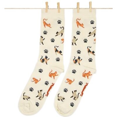 Roits Damessokken, katten, crèmekleurig, 36-40 originele grappige grappige fantasiesokken met veelkleurig patroon 36-40 Roits Damessokken, katten, crèmekleurig, 36-40 originele grappige grappige fantasiesokken met veelkleurig patroon 36-40