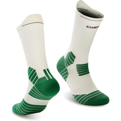 CAMBIVO Compressiesokken voor heren en dames, 2 paar, halverwege de kuiten, wandelsokken, ademend en anti-blaren, boogondersteuning voor hardlopen, trailrunning, fietsen, Wit. 43-46 CAMBIVO Compressiesokken voor heren en dames, 2 paar, halverwege de kuiten, wandelsokken, ademend en anti-blaren, boogondersteuning voor hardlopen, trailrunning, fietsen, Wit. 43-46