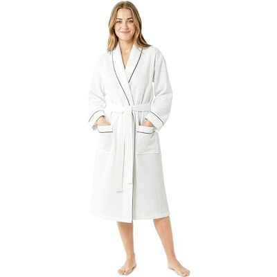 Get Trend Badjassen met reliëf voor dames, maten S tot 2XL, comfortabele sjaalkraag, lichte kamerjassen, loungewear, cadeau voor haar, Wit., XXL XXL Get Trend Badjassen met reliëf voor dames, maten S tot 2XL, comfortabele sjaalkraag, lichte kamerjassen, loungewear, cadeau voor haar, Wit., XXL XXL