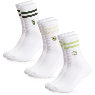 Occulto Sportsokken voor dames en heren, 3 stuks (model: zomer), Matcha 39-42 Occulto Sportsokken voor dames en heren, 3 stuks (model: zomer), Matcha 39-42