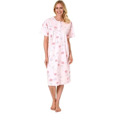 Normann Copenhagen Nachthemd voor dames, korte mouwen, klassieke look, lengte 105 cm, knoopsluiting aan de hals 52-54 Normann Copenhagen Nachthemd voor dames, korte mouwen, klassieke look, lengte 105 cm, knoopsluiting aan de hals 52-54