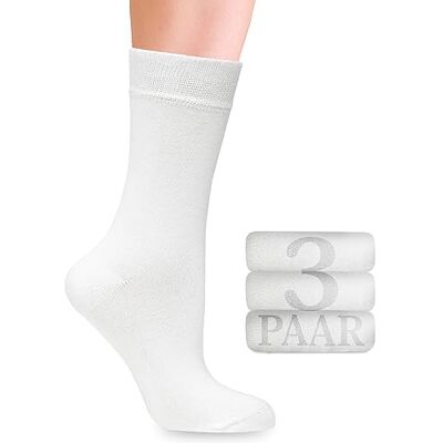Fiera Besa 3 paar bamboe sokken met lycra voor dames: comfortabele naad aan de nagelpunt voor werk en vrije tijd, Wit 35-38 Fiera Besa 3 paar bamboe sokken met lycra voor dames: comfortabele naad aan de nagelpunt voor werk en vrije tijd, Wit 35-38