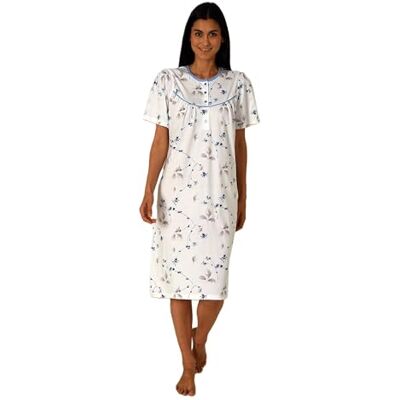 Normann Copenhagen Dames nachthemd met korte mouwen in klassiek design met knoopsluiting aan de hals 52-54 Normann Copenhagen Dames nachthemd met korte mouwen in klassiek design met knoopsluiting aan de hals 52-54