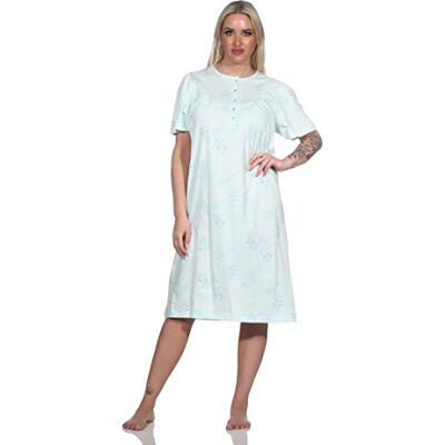 Normann Copenhagen Dames nachthemd met korte mouwen in klassiek design met knoopsluiting aan de hals 46-48 Normann Copenhagen Dames nachthemd met korte mouwen in klassiek design met knoopsluiting aan de hals 46-48
