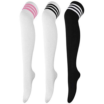 DRESHOW 3 paar kniekousen hoge kniekousen hoge hoge kniekousen beenwarmers voor meisjes en vrouwen one size DRESHOW 3 paar kniekousen hoge kniekousen hoge hoge kniekousen beenwarmers voor meisjes en vrouwen one size