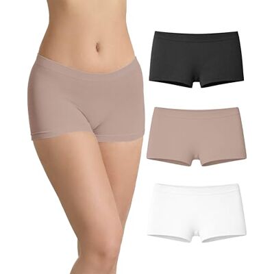 Risalti Naadloze damesshorts, 3 stuks, onzichtbare microvezel, naadloze slip zonder etiketten, zachte en ademende onderbroek, gemaakt in Italië, Wit-zwart-naturel, 3XL 3XL Risalti Naadloze damesshorts, 3 stuks, onzichtbare microvezel, naadloze slip zonder etiketten, zachte en ademende onderbroek, gemaakt in Italië, Wit-zwart-naturel, 3XL 3XL