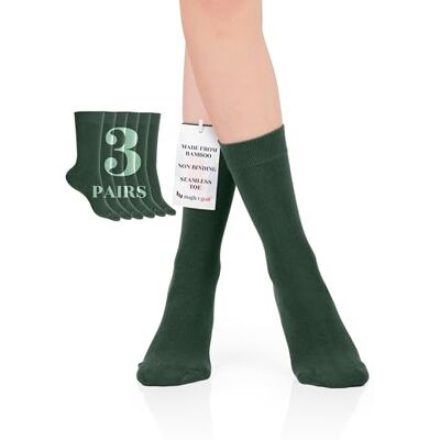 Hugh Ugoli Geklede & zakelijke sokken voor dames van bamboe, dun, casual en ademend, 3 paar, maat 36-39/39-43, Legergroen (3 paar) 36-39 Hugh Ugoli Geklede & zakelijke sokken voor dames van bamboe, dun, casual en ademend, 3 paar, maat 36-39/39-43, Legergroen (3 paar) 36-39