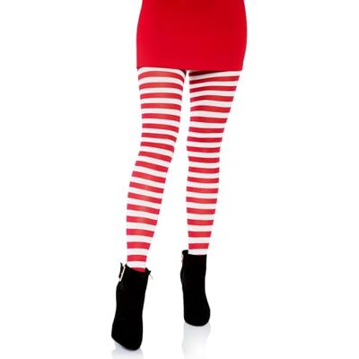 Leg Avenue Nylon stripe tights, Eén maat (wit rood) Leg Avenue Nylon stripe tights, Eén maat (wit rood)