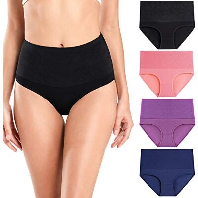 wirarpa Vrouwen Katoen Hoge Taille Compressie Slipje Volledige Dekking Korte Ondergoed Tummy Control Knickers Multipack L wirarpa Vrouwen Katoen Hoge Taille Compressie Slipje Volledige Dekking Korte Ondergoed Tummy Control Knickers Multipack L