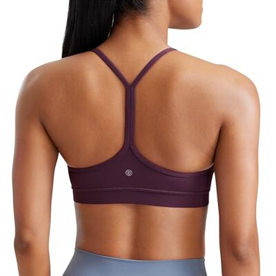 CRZ YOGA lage impact gewatteerde sportbeha voor dames, Y racer rug, spaghettibandjes, yoga, beha, tops, Donker Paars, M M CRZ YOGA lage impact gewatteerde sportbeha voor dames, Y racer rug, spaghettibandjes, yoga, beha, tops, Donker Paars, M M