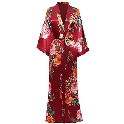 BABEYOND Babyond Kimono voor dames met pauwen print, lengte 135 cm, Bourgondische bloem Eén maat BABEYOND Babyond Kimono voor dames met pauwen print, lengte 135 cm, Bourgondische bloem Eén maat