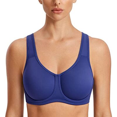 SYROKAN Max Control Solid High Impact beugelsportbeha voor dames, grote maat, Nachtblauw. 100E SYROKAN Max Control Solid High Impact beugelsportbeha voor dames, grote maat, Nachtblauw. 100E
