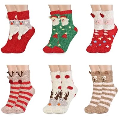 colornival Set van 6 paar behaaglijke en warme kerstsokken voor dames Knuffelige wintersokken Slaapsokken Thermische sokken Kerstcadeau voor vrouwen, Veelkleurig 2 (6 paar) Taille unique colornival Set van 6 paar behaaglijke en warme kerstsokken voor dames Knuffelige wintersokken Slaapsokken Thermische sokken Kerstcadeau voor vrouwen, Veelkleurig 2 (6 paar) Taille unique