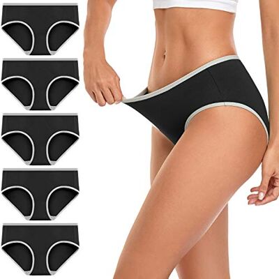 wirarpa Dames Katoen Stretch Knickers Lage Stijging Ondergoed voor Vrouwen Zachte Korte Slipje Multipack, Zwart-5 Pack, M M wirarpa Dames Katoen Stretch Knickers Lage Stijging Ondergoed voor Vrouwen Zachte Korte Slipje Multipack, Zwart-5 Pack, M M
