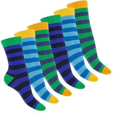 Footstar 6 paar gestreepte sokken voor dames en heren 35-38 Footstar 6 paar gestreepte sokken voor dames en heren 35-38