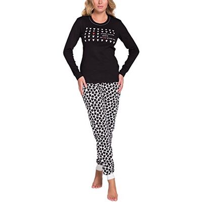 Italian Fashion IF Italian Fashion Pyjama voor dames, katoen, pyjamaset voor dames, pyj' winter, warm, nachtkleding, 2-delig, top met lange mouwen en hartjesmotief, S-XXL, zwart., XL XL Italian Fashion IF Italian Fashion Pyjama voor dames, katoen, pyjamaset voor dames, pyj' winter, warm, nachtkleding, 2-delig, top met lange mouwen en hartjesmotief, S-XXL, zwart., XL XL