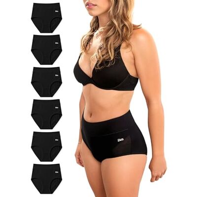 Bea 6 stuks buikcontrole ondergoed met hoge taille voor dames S Bea 6 stuks buikcontrole ondergoed met hoge taille voor dames S