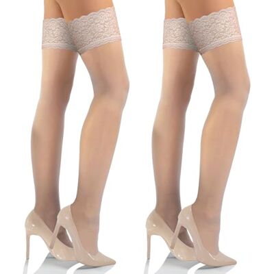 sesto senso Sexy kanten kousen voor dames, 15 denier XL-XXL sesto senso Sexy kanten kousen voor dames, 15 denier XL-XXL